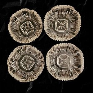 Unused Set Of Four Federal Glass Ashtrays In Original Box LOOK!